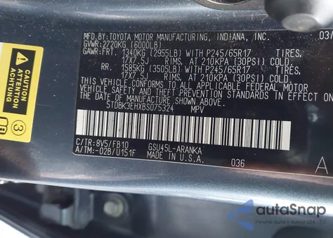 2011 Toyota Highlander Base V6 from USA, damaged, VIN 5TDBK3EHXBS075324